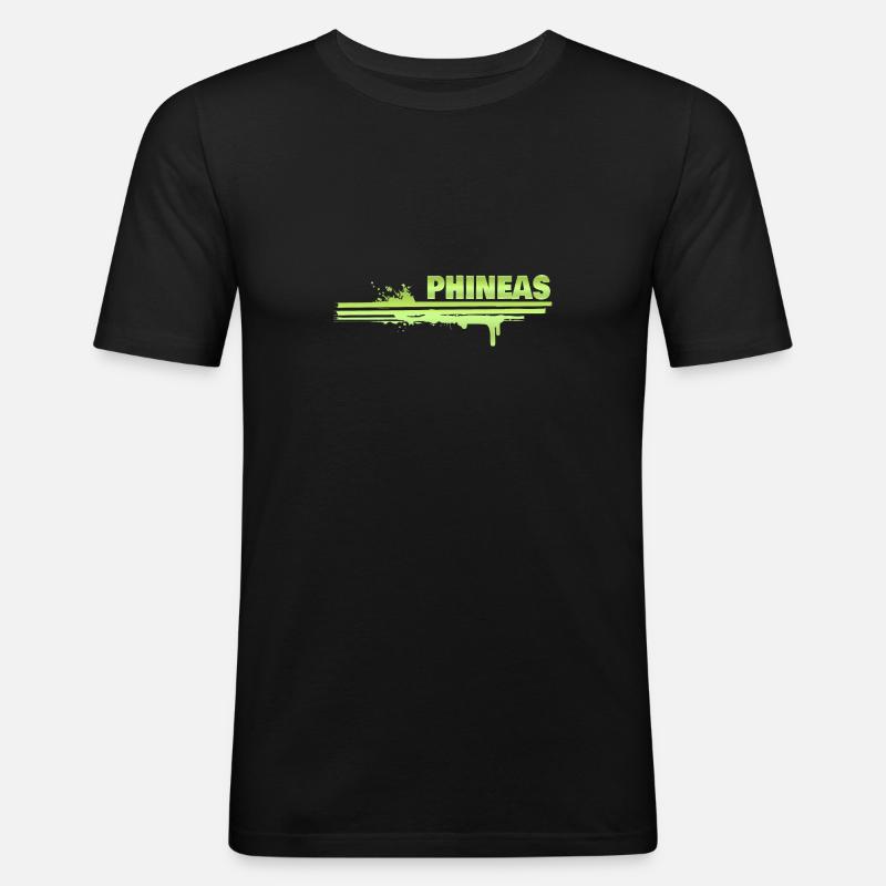 Phineas als Farbklecks - Männer Slim Fit T-Shirt - Schwarz