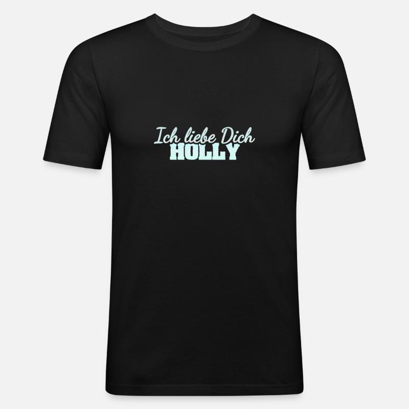 Holly - Männer Slim Fit T-Shirt - Schwarz