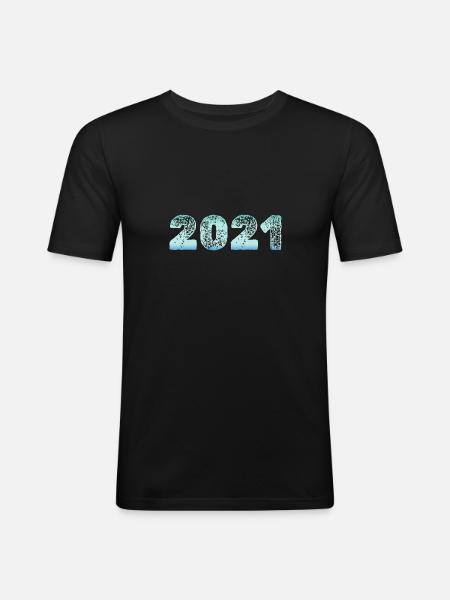 2021 - Männer Slim Fit T-Shirt - Schwarz