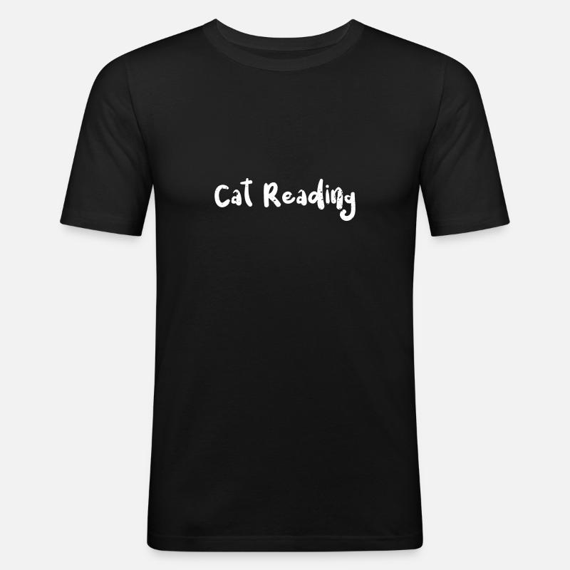 Cat Reading - Cats - Männer Slim Fit T-Shirt - Schwarz