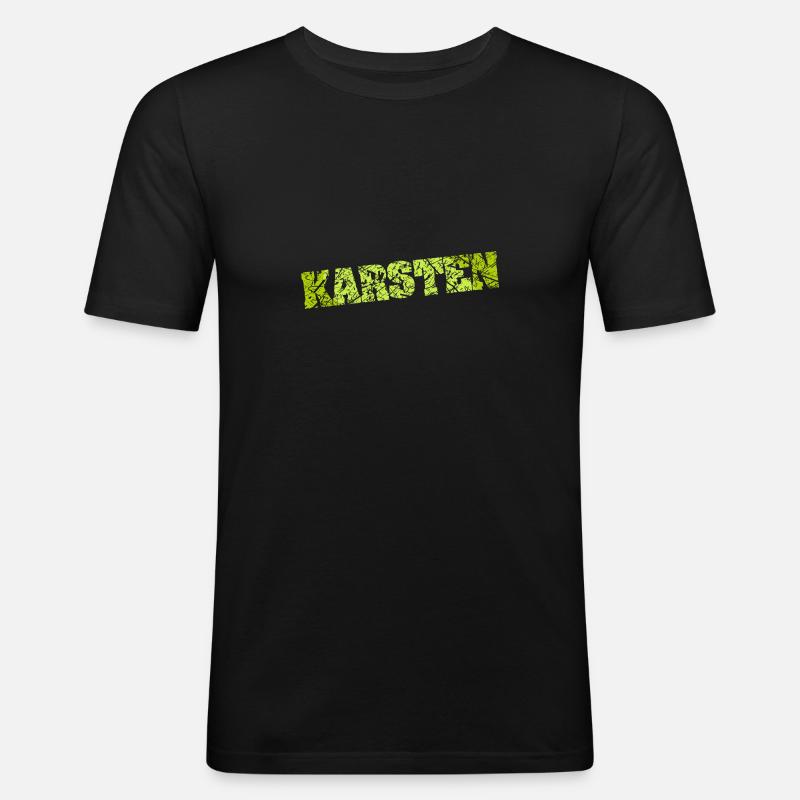 Name Karsten - Männer Slim Fit T-Shirt - Schwarz