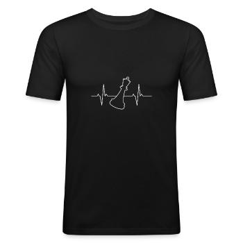 Schach Lifeline Herzschlag Königin Stück Schachspieler - Männer Slim Fit T-Shirt - Schwarz - Vorne - Nik (191cm)