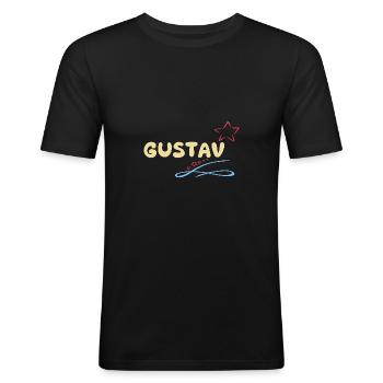 Geschenk Gustav - Männer Slim Fit T-Shirt - Schwarz - Vorne - Nik (191cm)