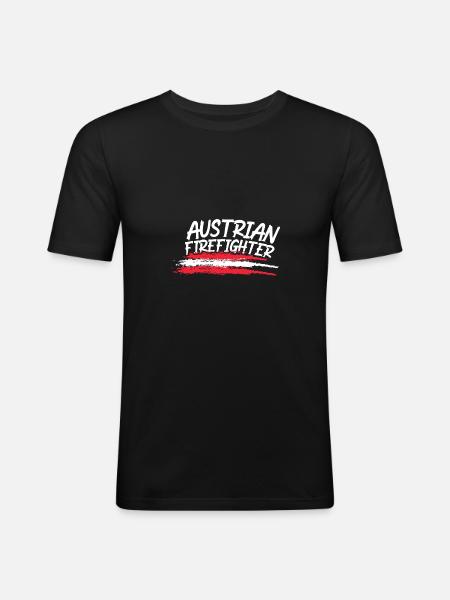 Austrian Firefighter -SIX - Men's Slim Fit T-Shirt - black