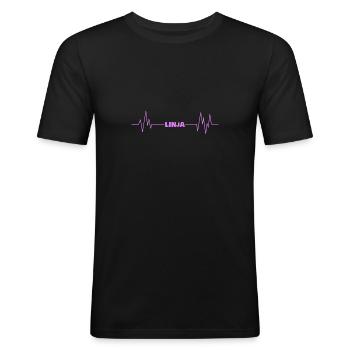 Linja comme prénom - T-shirt près du corps Homme - noir - Devant - Nik (191cm)