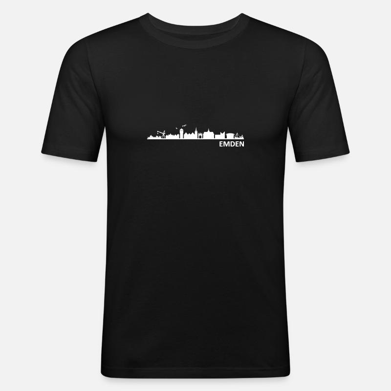 Skyline - Emden - Männer Slim Fit T-Shirt - Schwarz
