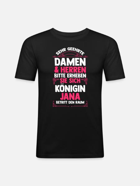 Jana - Männer Slim Fit T-Shirt - Schwarz