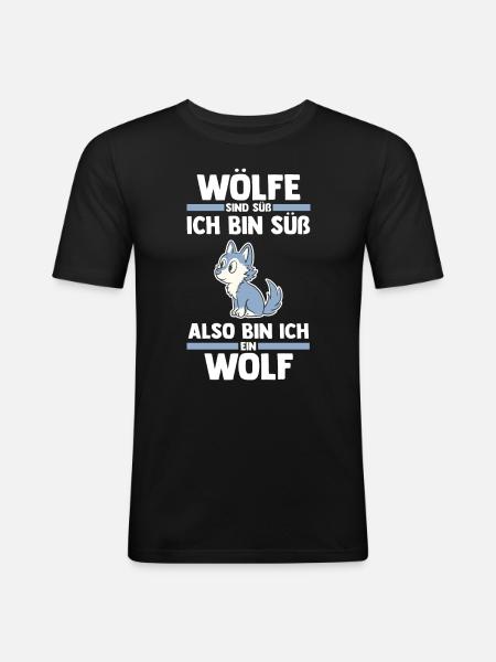 Tier Waldtier Wolf - Männer Slim Fit T-Shirt - Schwarz