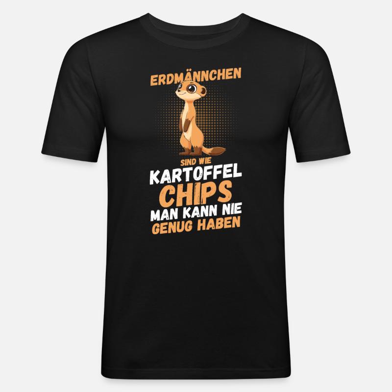 Erdmännchen - Männer Slim Fit T-Shirt - Schwarz