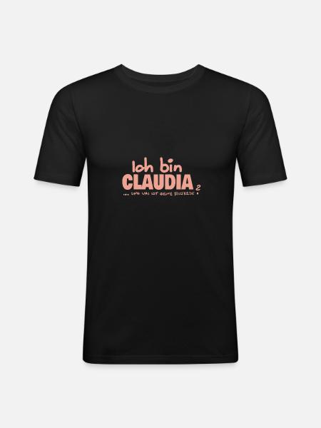 Claudia - Männer Slim Fit T-Shirt - Schwarz