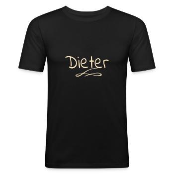 Dieter - Männer Slim Fit T-Shirt - Schwarz - Vorne - Nik (191cm)