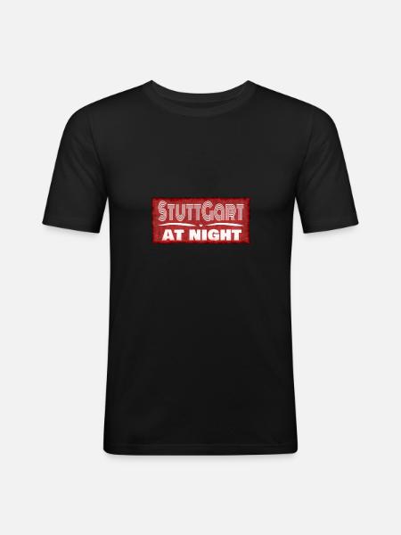 City of Stuttgart at night - Men's Slim Fit T-Shirt - black