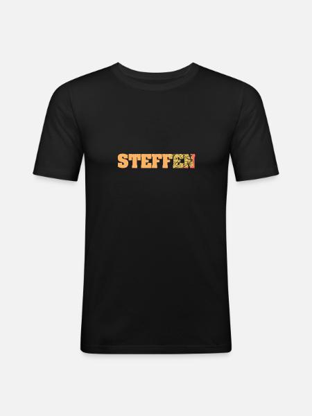 Geschenkidee Steffen - Männer Slim Fit T-Shirt - Schwarz