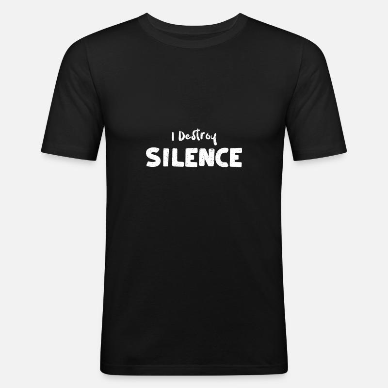 I Destroy Silence - Drums - Männer Slim Fit T-Shirt - Schwarz