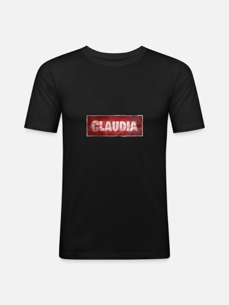 Claudia - Männer Slim Fit T-Shirt - Schwarz
