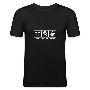 Manger boire de la musique metal métalleux heavy metal - T-shirt près du corps Homme - noir - Devant - Nik (191cm)