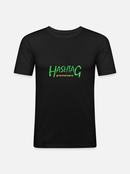 griechenland - Männer Slim Fit T-Shirt - Schwarz