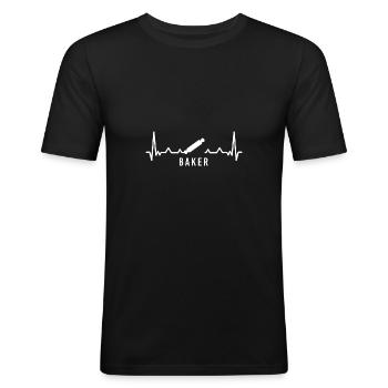 Baker Life - T-shirt près du corps Homme - noir - Devant - Nik (191cm)