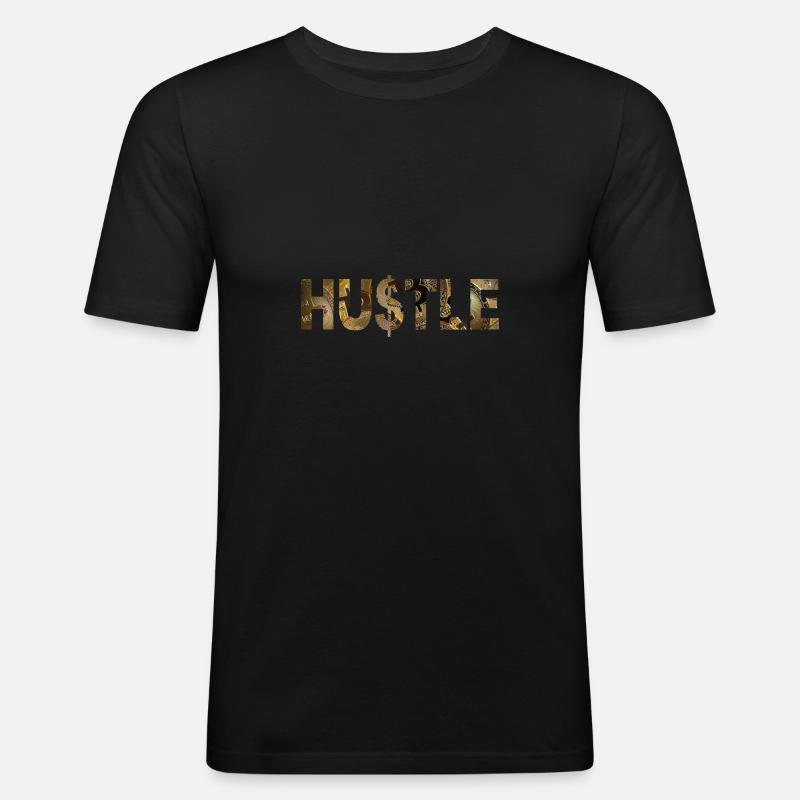 Hustle Bitcoin - Cryptocurrency USD Dollar - Männer Slim Fit T-Shirt - Schwarz