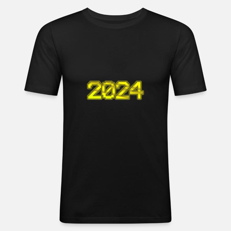 2024 2024 - Männer Slim Fit T-Shirt - Schwarz