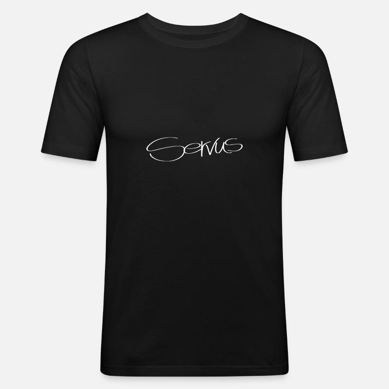 Servus Begrüßung Geschenkidee - Männer Slim Fit T-Shirt - Schwarz