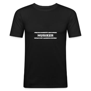 Musicien - T-shirt près du corps Homme - noir - Devant - Nik (191cm)