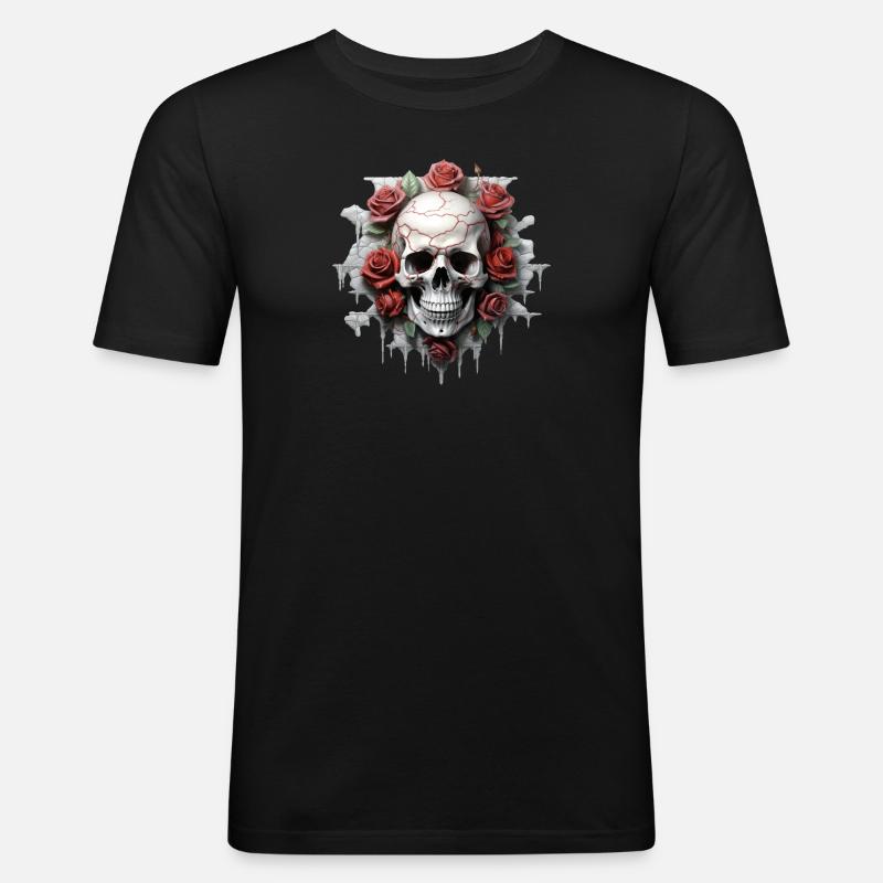 Gothic Blumenkunst Grafik Modedesign - Männer Slim Fit T-Shirt - Schwarz
