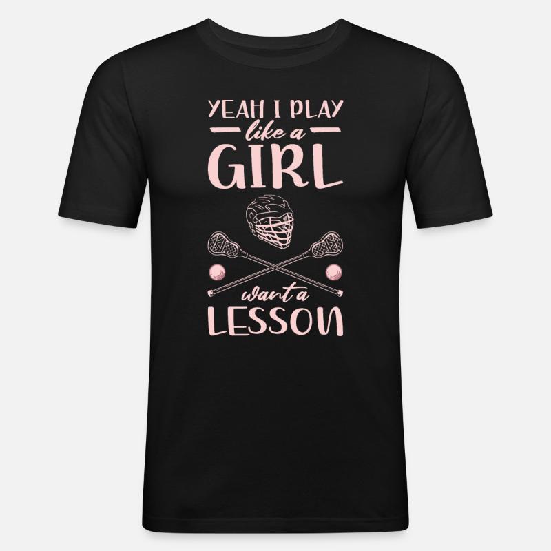 Lacrosse Spieler - Männer Slim Fit T-Shirt - Schwarz