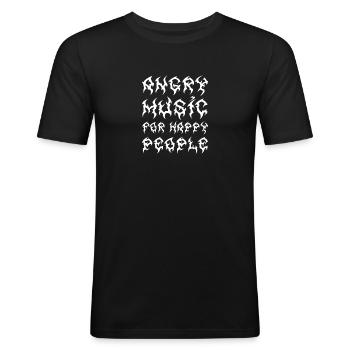 Angry Music For Happy People Metal Music Metalhead - Männer Slim Fit T-Shirt - Schwarz - Vorne - Nik (191cm)