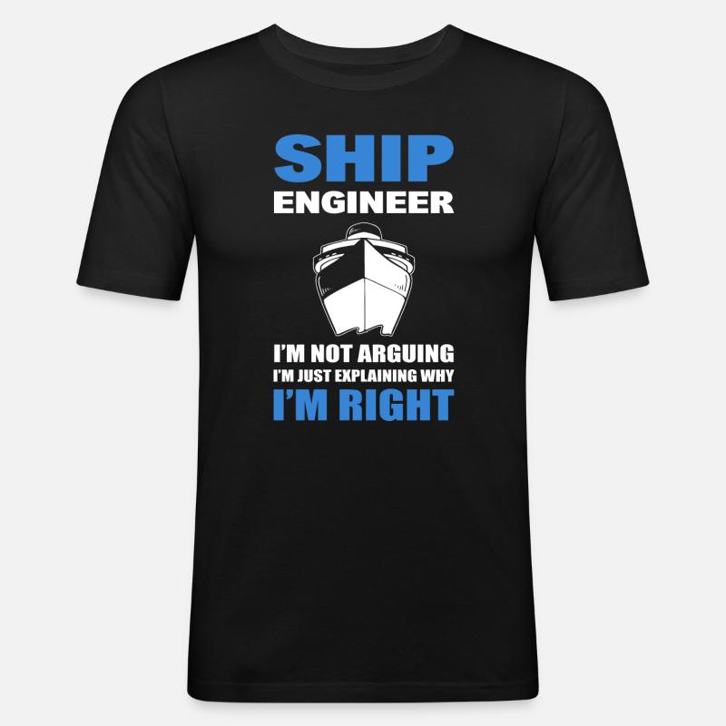 Lustiger Schiff Ingenieur - Männer Slim Fit T-Shirt - Schwarz