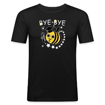 BYE BYE Biene - Männer Slim Fit T-Shirt - Schwarz - Vorne - Nik (191cm)