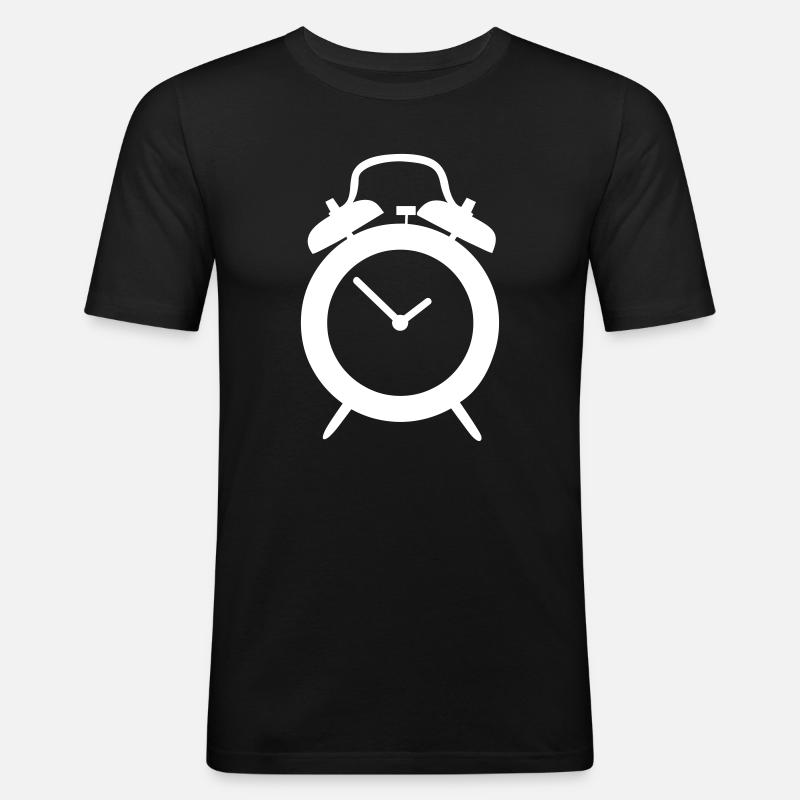 Wecker - Männer Slim Fit T-Shirt - Schwarz