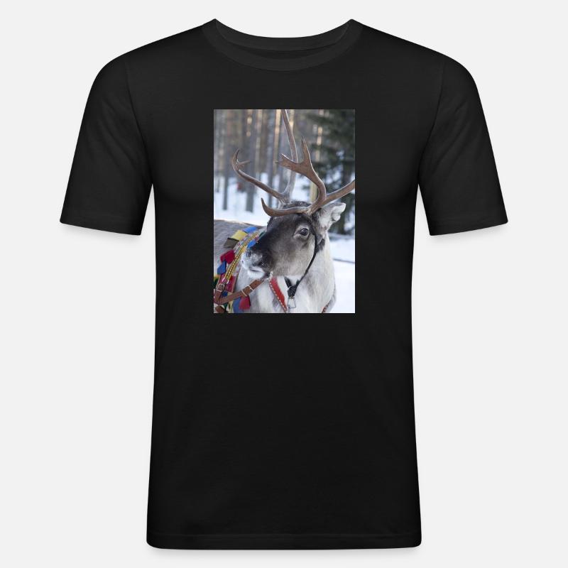 Rentier - Männer Slim Fit T-Shirt - Schwarz