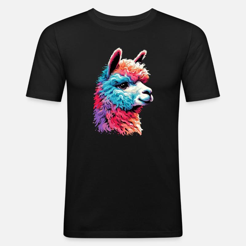 Alpaka - Männer Slim Fit T-Shirt - Schwarz