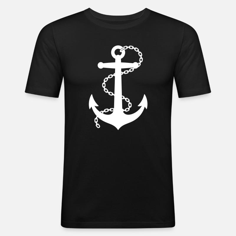 Anker - Männer Slim Fit T-Shirt - Schwarz