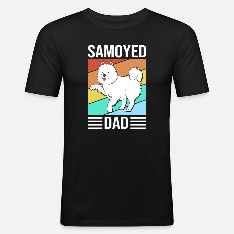 Samojede - Männer Slim Fit T-Shirt - Schwarz