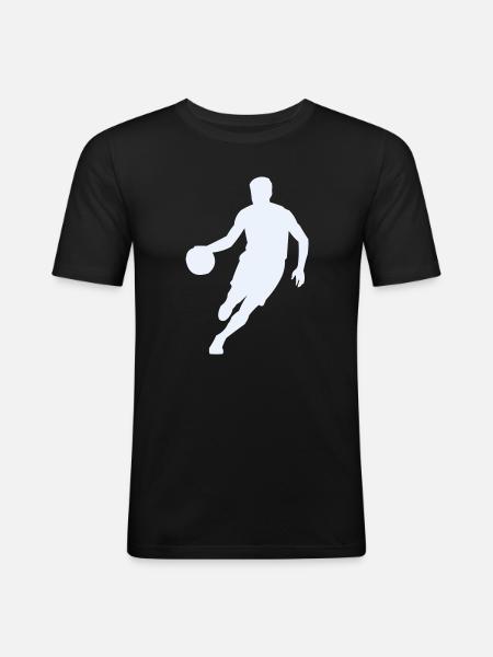 Dynamische Basketball-Silhouette - Männer Slim Fit T-Shirt - Schwarz