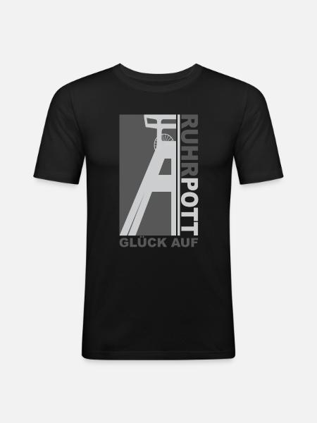 Ruhrpott Glück Auf - Männer Slim Fit T-Shirt - Schwarz