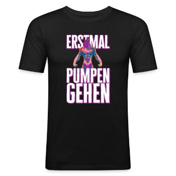 Lustiger Bodybuilder Einhorn Spruch - Männer Slim Fit T-Shirt - Schwarz - Vorne - Nik (191cm)