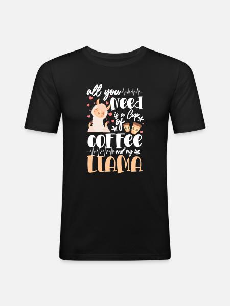 Llama cute gentle - Men's Slim Fit T-Shirt - black