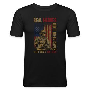 Combattant militaire Paix - T-shirt près du corps Homme - noir - Devant - Nik (191cm)