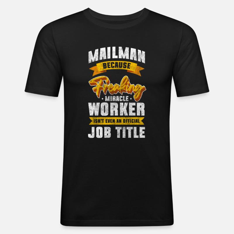 Postbote Brief Stress - Männer Slim Fit T-Shirt - Schwarz