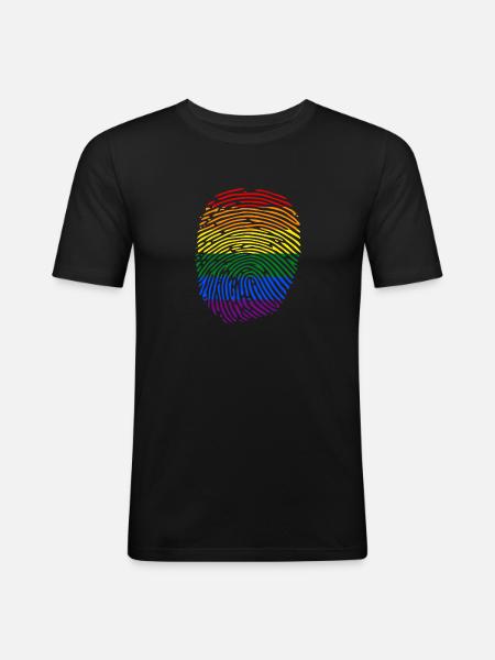 lgbt rights rainbow finger print - Men's Slim Fit T-Shirt - black