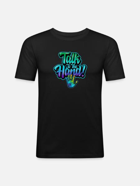 Parlez à la main (bleu) - T-shirt près du corps Homme - noir