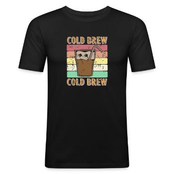 Super COLD BREW Retro Vintage Designs T-Shirt - T-shirt près du corps Homme - noir - Devant - Nik (191cm)