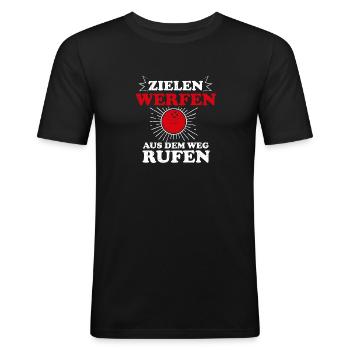Zielen Werfen Aus dem Weg rufen Boßeln Ostfriesen - Männer Slim Fit T-Shirt - Schwarz - Vorne - Nik (191cm)
