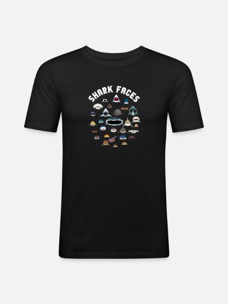 Types Of Shark Faces. Shark Face Identification - Men's Slim Fit T-Shirt - black