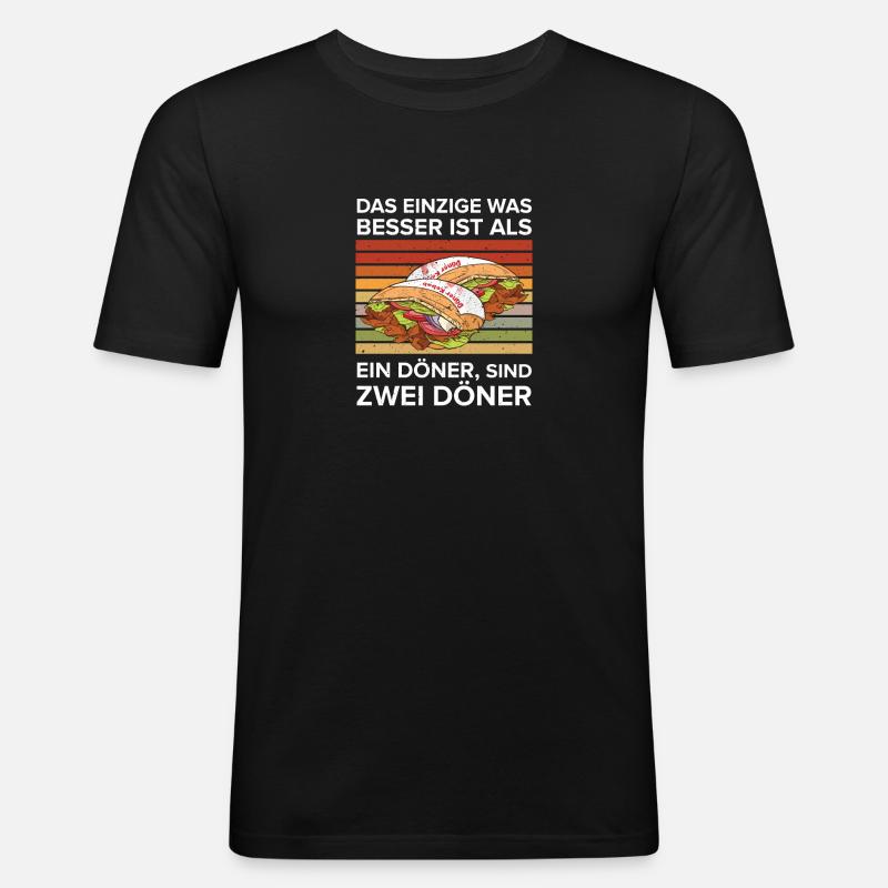 Zwei Döner sind besser - Männer Slim Fit T-Shirt - Schwarz