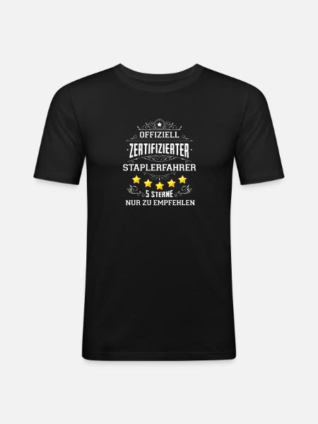 Frag nicht den Staplerfahrer - Männer Slim Fit T-Shirt - Schwarz