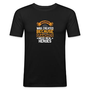 Grandpa - The Hero for Grandkids - Men's Slim Fit T-Shirt - black - Front - Nik (191cm)